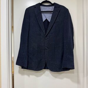 Z Zegna Blazer 48R Navy Blue Suit Jacket Rayon Cotton Silk Blend Men’s